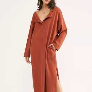 Free People Rust Long Sleeve Dress